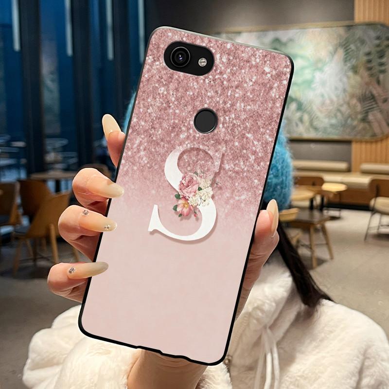 Shiny Starry Sky A-Z Letter Phone Case For Google Pixel 3a Soft Silicone Black Case For Google Pixel 3a XL Anti-scratch Casing