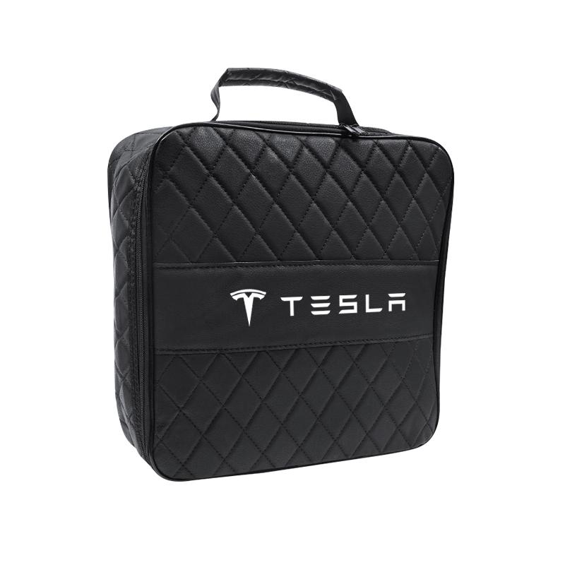 DTDIB1 Car Charging Gun Leather Bag Storage Box Auto Accessories For Tesla Model 3 Model S Model X Model Y Cybertruck Roadster SpaceX