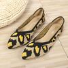 Pointed Fly-woven Shoes Flat-bottomed Breathable Woven Boat Shoes Leopard Print Light Mouth Striped Single Shoes Women