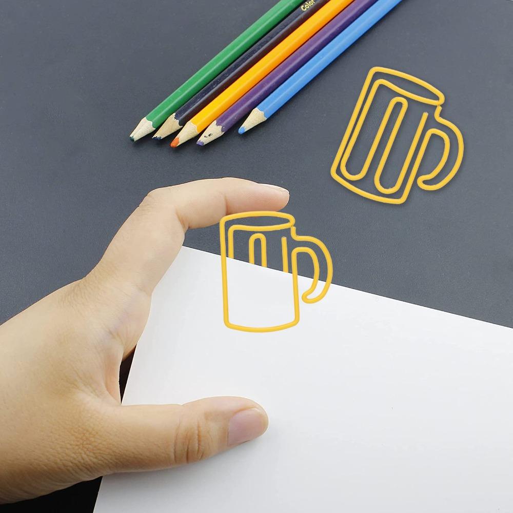100Pcs Cup Shape Cute Paper Clips Plastic-coated Metal Office Clips Document Organization