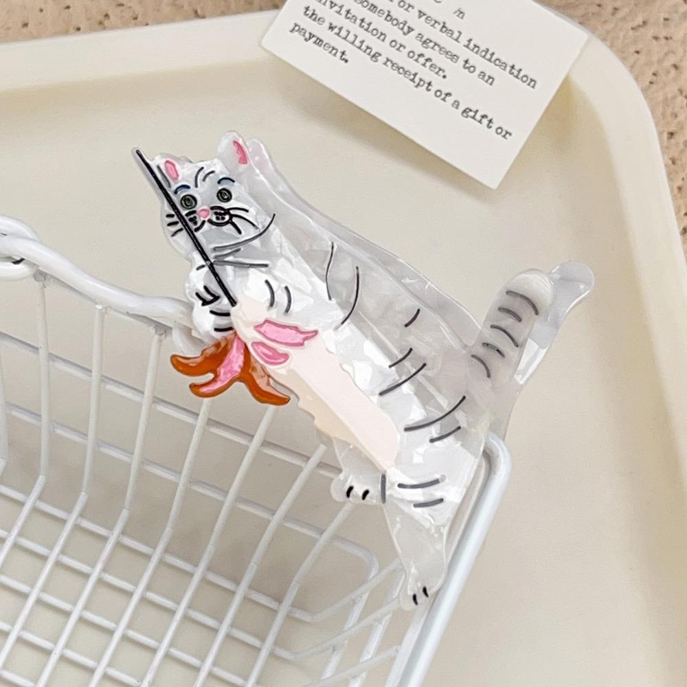 Little Raccoon Cute Cat Crab Clip Sweet Small Shark Clip Trendy Cartoon Animal Hair Claw  Girls