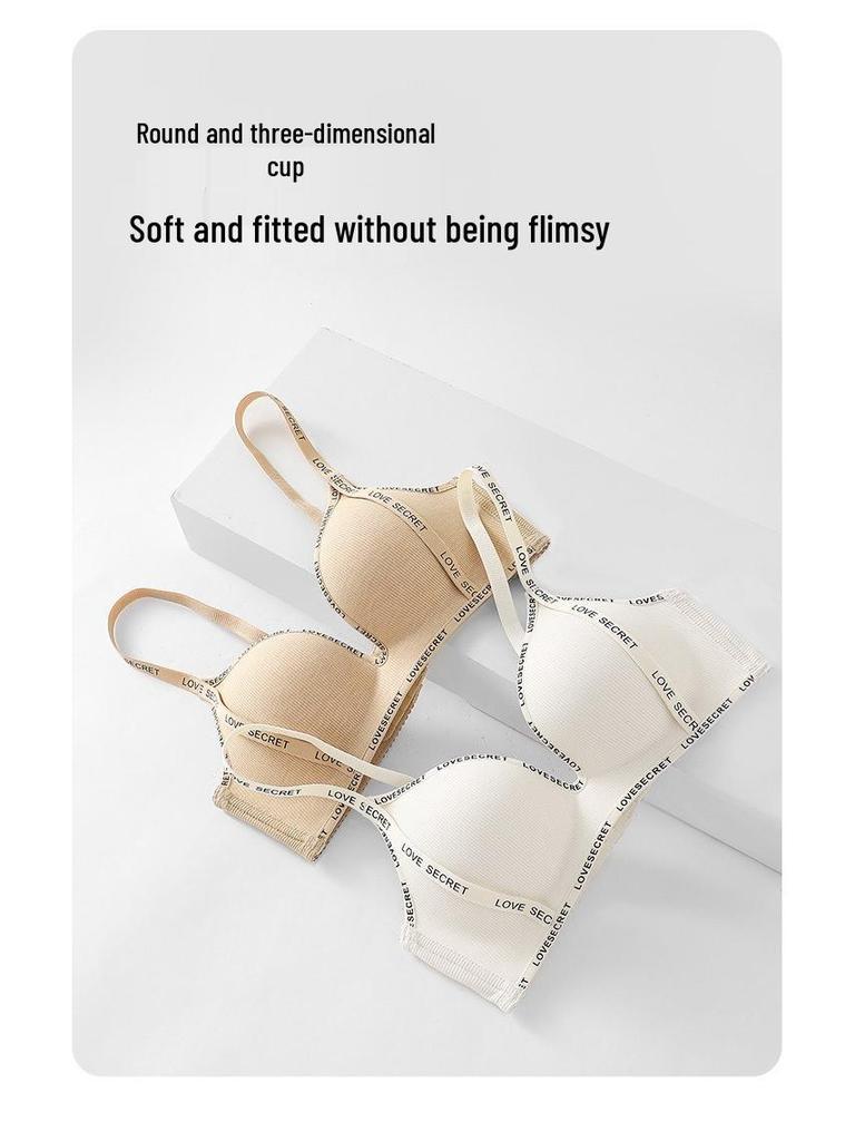 Seamless Adjustable Push-Up Bra with Anti-Sagging Support & Letter Straps for Small Busts