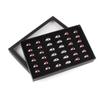 Window Velvet Fine Earring Case 36 Slots Jewelry Cufflinks Holder Ring Box Organizer Storage Tray