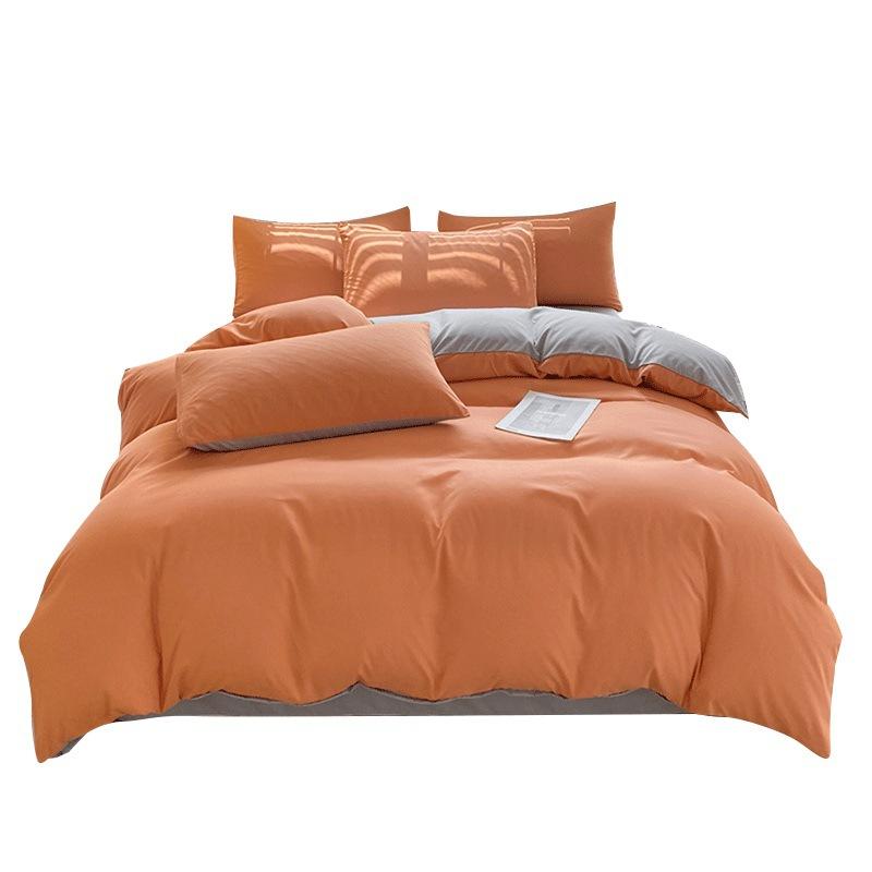 Зимняя двухсторонняя хлопковая кровать из четырех частей, однотонная простыня, пододеяльник, пододеяльник для студенческого общежития и средней школы