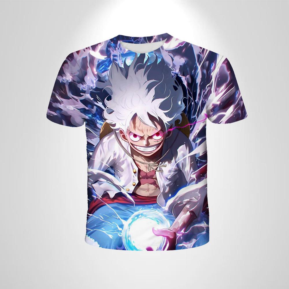 Аниме One Piece Футболка для мальчика Косплей Луффи Мужская Мультяшная Короткий рукав Крутой Топ Мальчик Свободная Мужская Одежда Повседневная Футболка
