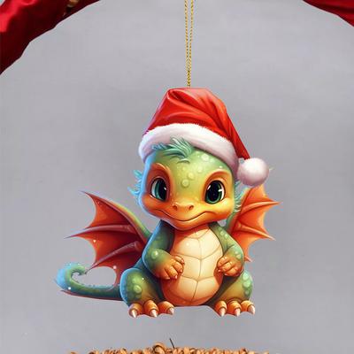 Мультяшный подвесной кулон-игрушка в виде рождественской елки, рождественские украшения в виде драконов, милая классная статуэтка детеныша дракона для декора дома, офиса, рабочего стола