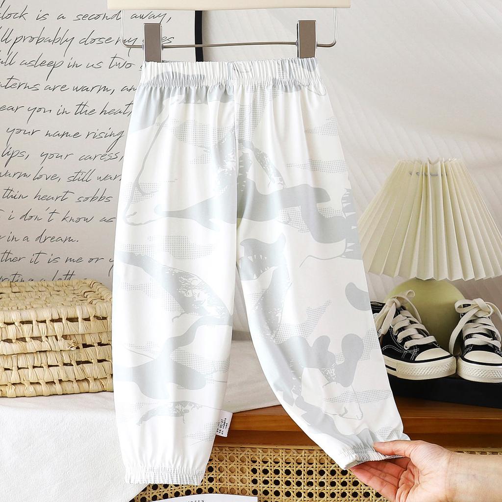 Летние солнцезащитные штаны с текстурой ледяного шелка для мальчиков и девочек, дышащие солнцезащитные спортивные длинные антимоскитные штаны для малышей