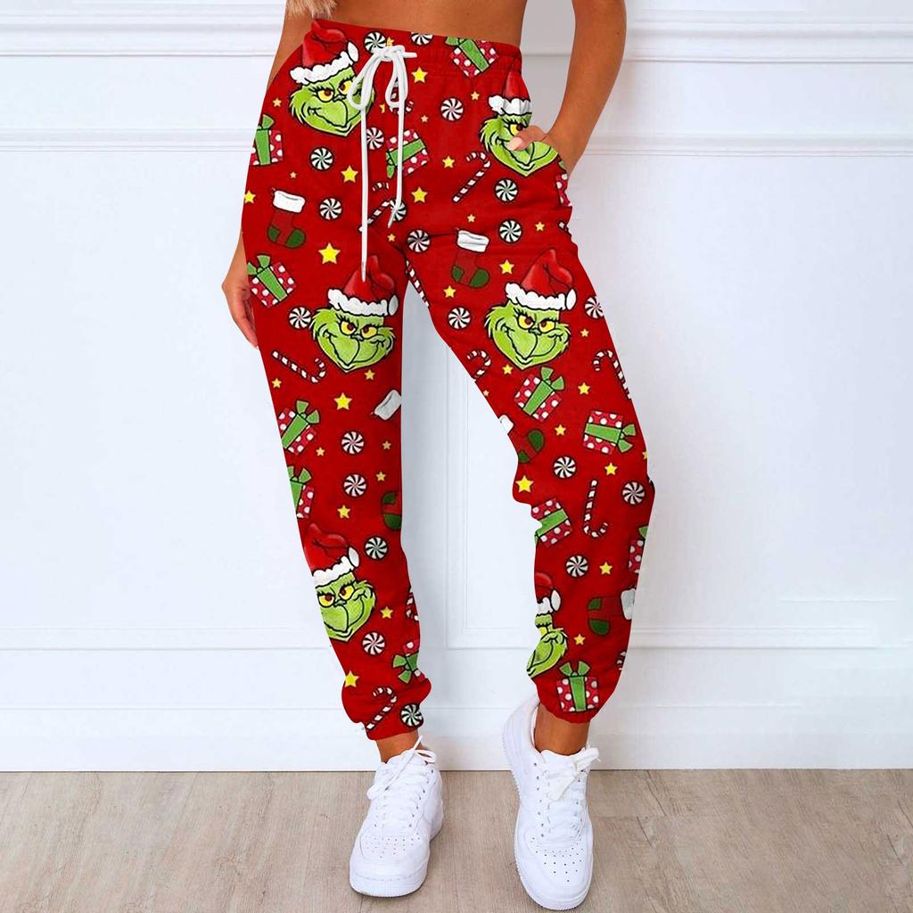 Женские модные спортивные повседневные спортивные штаны с карманами и шнурком с принтом