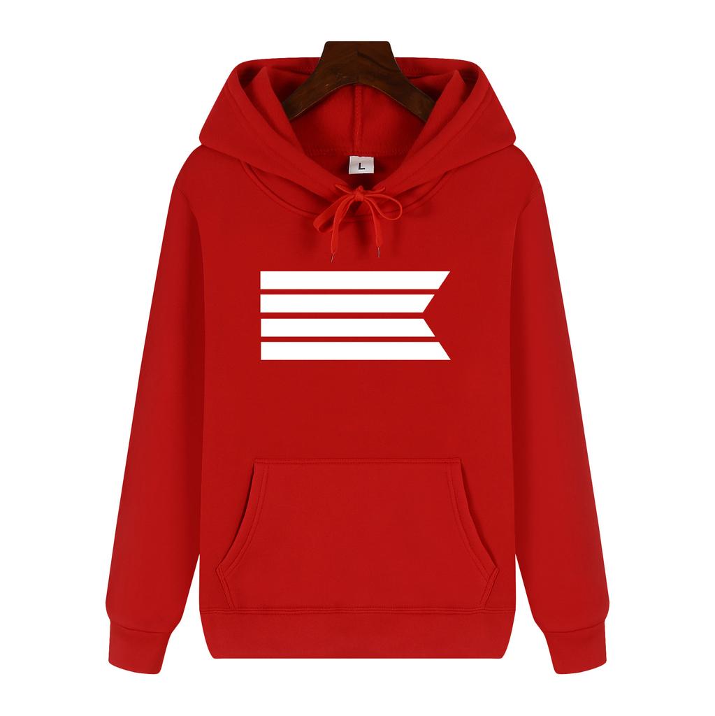 Minimalist Style Geometric White Stripe Print Sweatshirt, Casual Loose Hoodie for Men and Women, Spring and Autumn