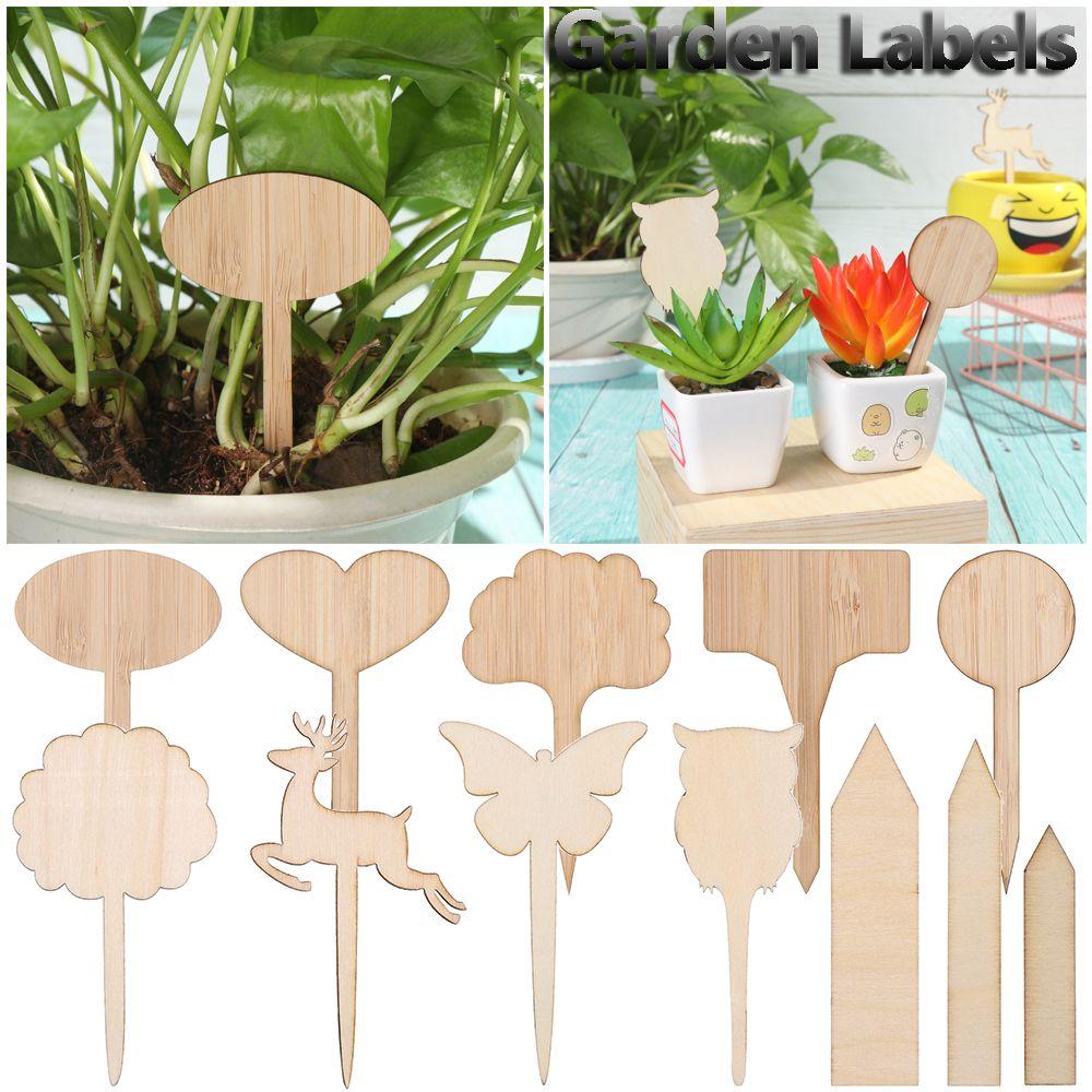 Shapes Nursery Pots Plant Markers Planting Tags Garden Wooden Labels Bamboo Crafts Bonsai Ornament