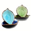 Ceramic Small Dishes Set of 4 Leaves Design Multi-use Kitchen Seasoning Dish Ice Crack Glaze Flavor Dish for Sauce Vinegar