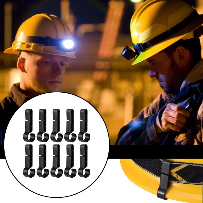 10 шт. Пластиковые зажимы для шлема, крепления, зажимы для налобного фонаря, черный набор, нескользящий крючок для налобного фонаря