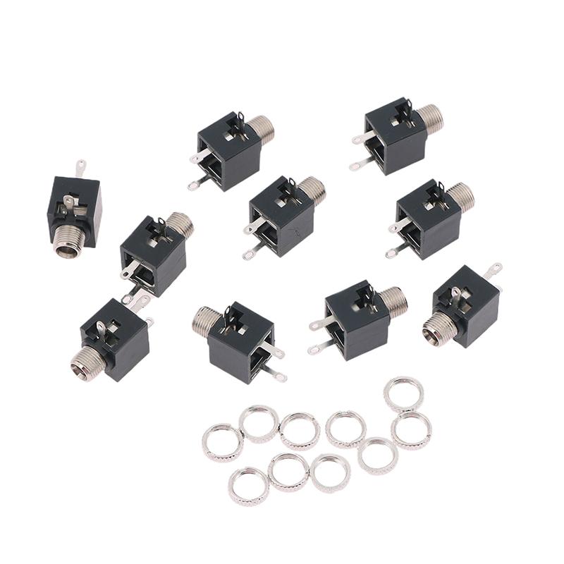 10Pcs 2.5/3.5Mm Pj301 Female Audio Connector 3 Pin Dip Headphone Jack Socket Mono Channel Pj-301M Pj301M Pj-201