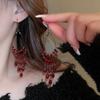 Серебряная игла Анкара красные серьги-гвоздики с сердцем, модный темперамент, новые серьги, легкая роскошь, высокий стиль, осень и зима