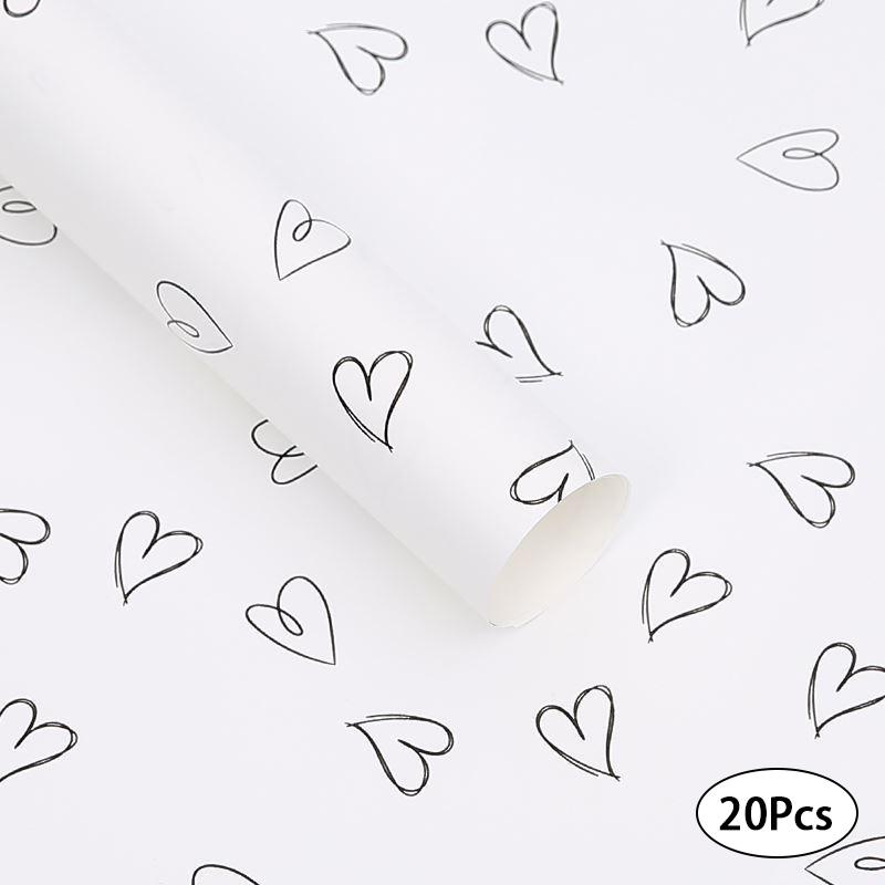 20 листов цветочной упаковки, водонепроницаемая подарочная упаковочная бумага, пластиковая бумага с принтом любви