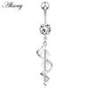 Alisouy 1pc Surgical Steel Crystal Zircon Flower Heart Leaf Bow-knot Dangle Button Navel Piercing Ring Belly Ring Body Jewelry