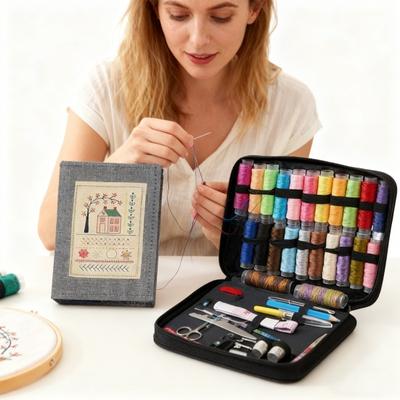 Набор для вышивания Книга стежков DIY Книга-справочник по вышивке Руководство по стежкам Нитки Иглы Ножницы Набор швейных инструментов Портативный набор для вышивания