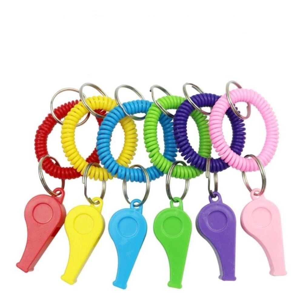10Pcs Plastic Spring Wristband Whistle Colorful Referee Whistle Sport Whistle Outdoor Survival