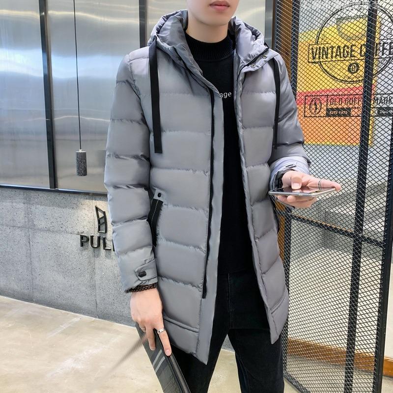 Large Size Men's Autumn and Winter Cotton-padded Clothes Men's Medium and Long Hooded Jackets Men's Thickened Warm Men's Cotton-padded Clothes