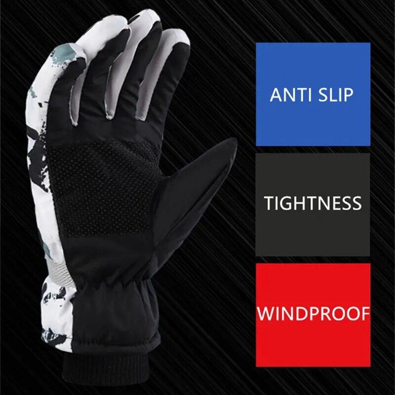 Winter Ski Gloves Unisex Non-slip Waterproof Thicken Windproof Gloves Motorcycle Cycling Fleece Warm Snow Sports Gloves