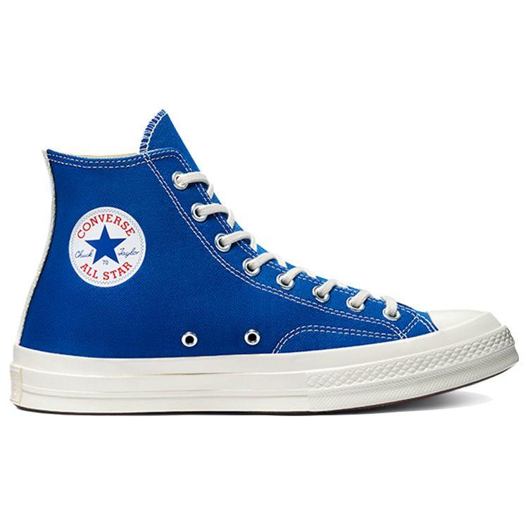 Comme Des Garçons PLAY X Converse Chuck 70 High Blue Quartz Unisex Sneakers Egret Black 171846C