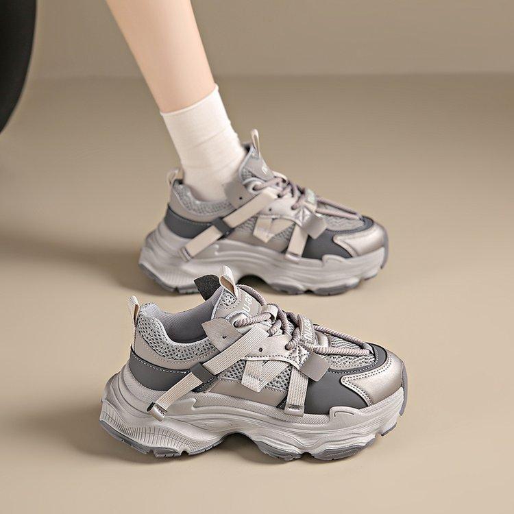 Mesh Dad Shoes Women's Platform Muffin Spring 2025 New Versatile Small Height Increase Casual Women's Shoes