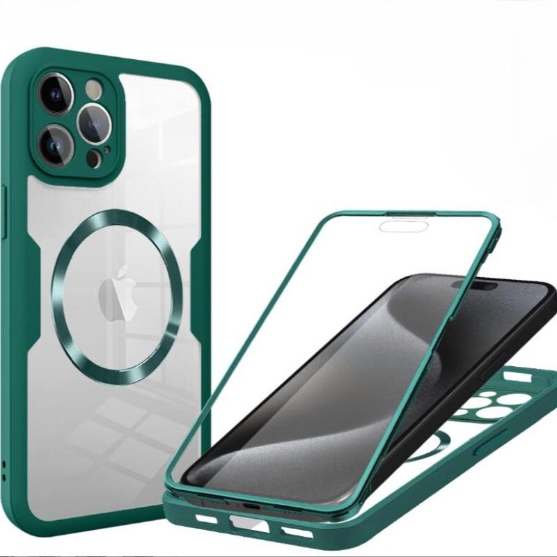 Чехол для Magsafe 360 ​​с полной защитой экрана для iPhone 15 14 13 12 11 Pro Max, магнитная прозрачная задняя крышка с беспроводной зарядкой