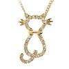 [R7118] - Gold Plated Pendant 'Chat Sublime' Golden White - 23x17 Mm