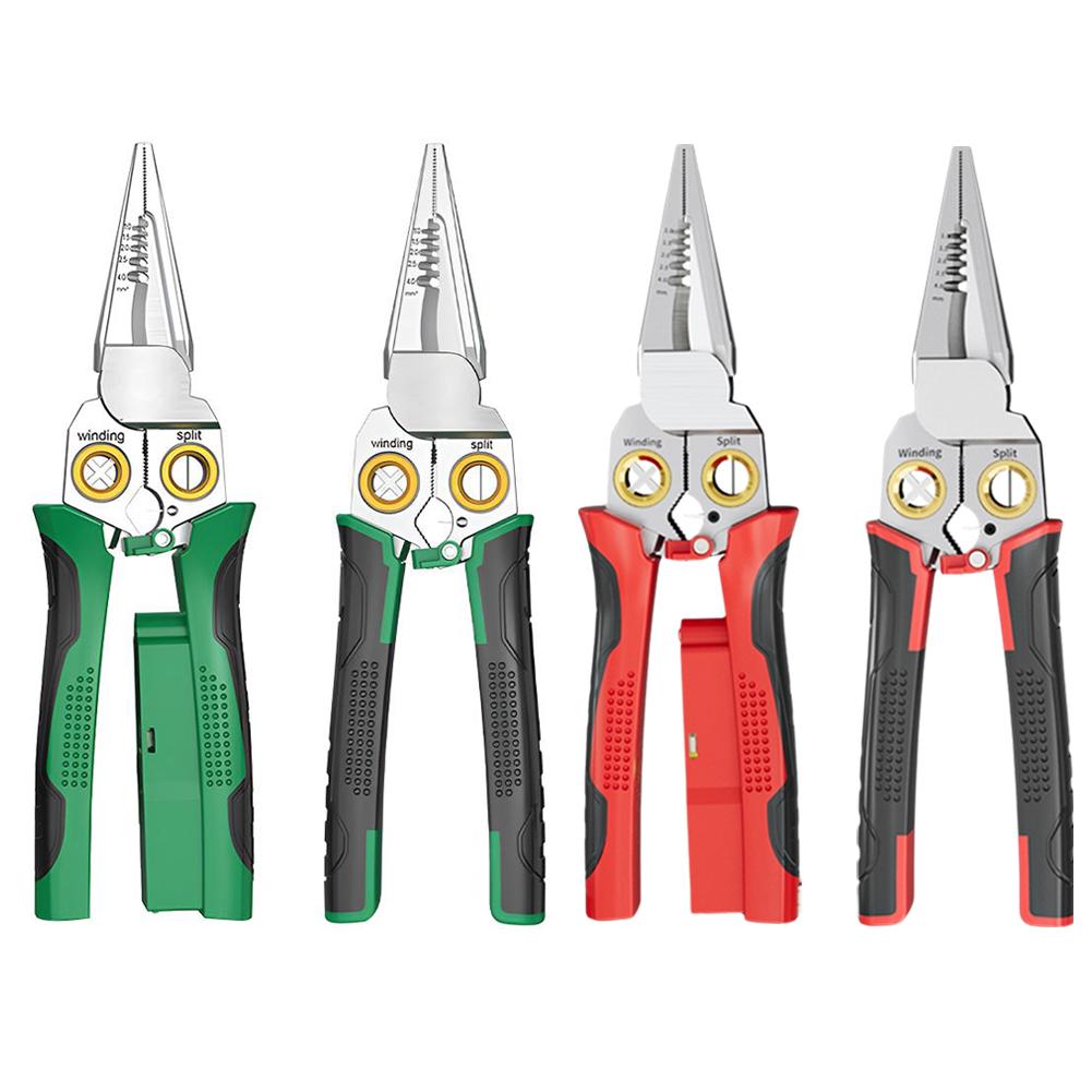 Многофункциональные плоскогубцы электрика 8-в-1, плоскогубцы из нержавеющей стали для зачистки проводов, плоскогубцы с игольчатым носом с электрическими измерениями
