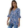 Женские повседневные топы с рукавом 3/4, V-образным вырезом, футболки с цветочным принтом