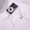Ins Style Bowknot Pearl Beaded Key Chain Silver Love Phone Chain Headphone Case Pendant Ccd Lanyard Charms Bag Decor