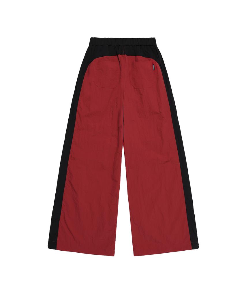 ODDSTUDIO Parachute Wide Nylon Pants - Red / Black