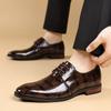 Fashion Outdoor Men's Leather Shoes Business Formal Casual Shoes Spring Breathable Checkered Pattern Large Size Men's Shoes Comfortable Shoes