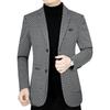 Men's Spring and Autumn Business Casual Suit Multi-Pocket Plaid Top