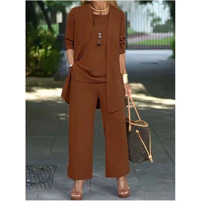 Женский комплект для похудения и уменьшения возраста больших размеров на весну и осень, однотонный простой комплект из топа и брюк