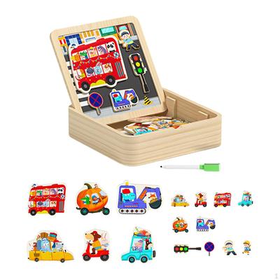 2 в 1 Деревянная развивающая головоломка-мольберт для малышей, детская, для 4-6 лет, мальчики, девочки, стиль А