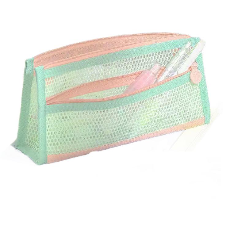 Korean Mesh Double Layer 3D Pencil Case - Large Capacity Transparent Stationery Bag