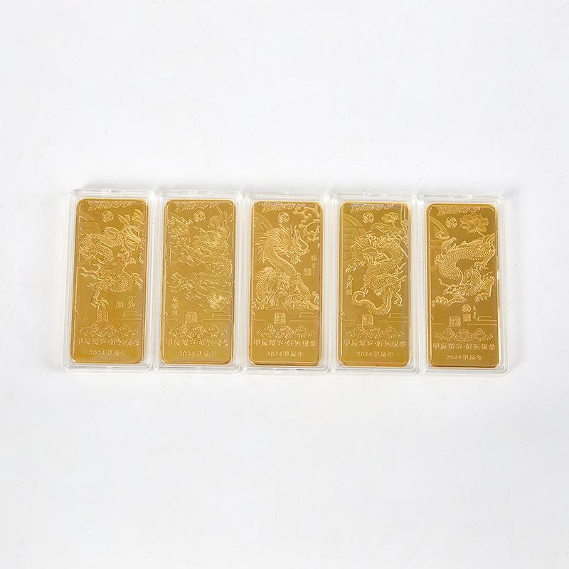 Золотой слиток Дракон Зодиак Традиционный китайский Золотой слиток Бизнес Коллекция Декорация Ювелирное изделие