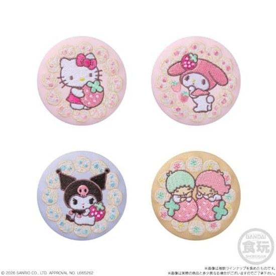 Bandai Sanrio Characters Embroidered Can Badge Biscuit 4 Snack Food BOX Set 12