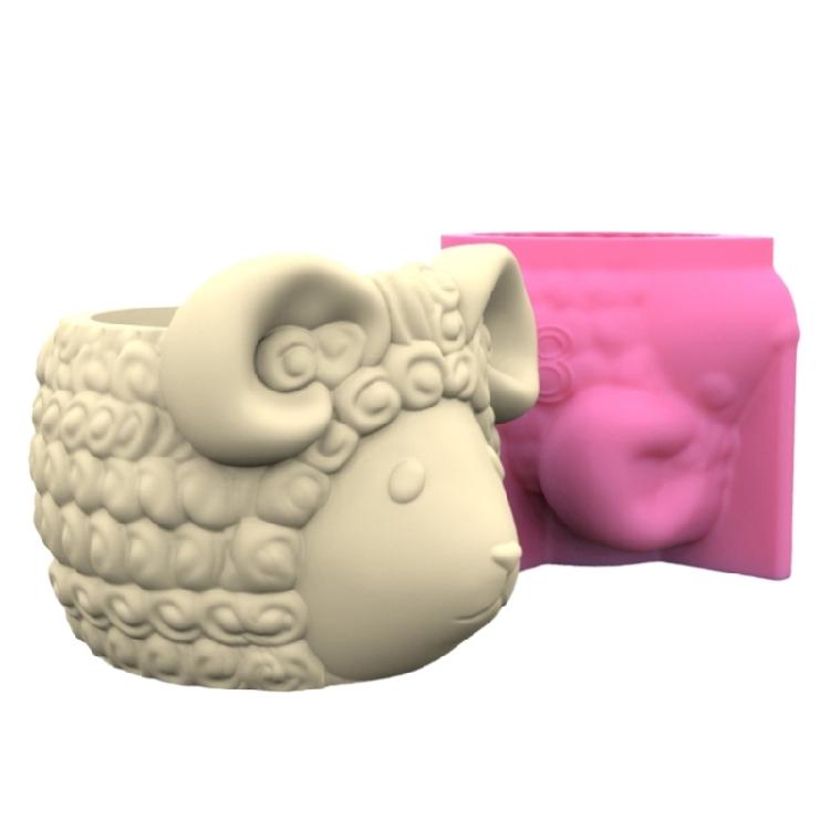 Силиконовая форма для горшка с животным-овечкой, форма для заливки эпоксидной смолой, форма для горшка под суккуленты