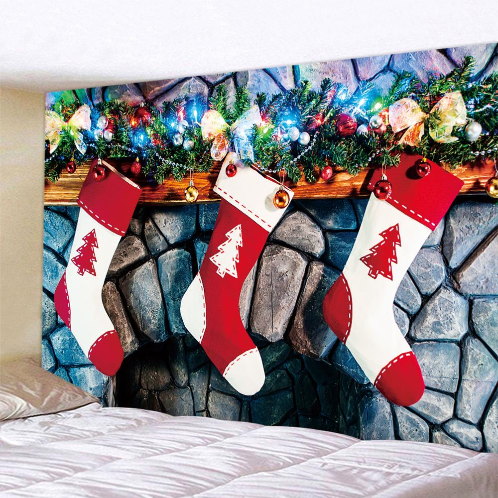 Рождественский гобелен с принтом, психоделический богемный домашний декор, Рождественская елка, камин, фон, ткань, Tapeçaria de natal