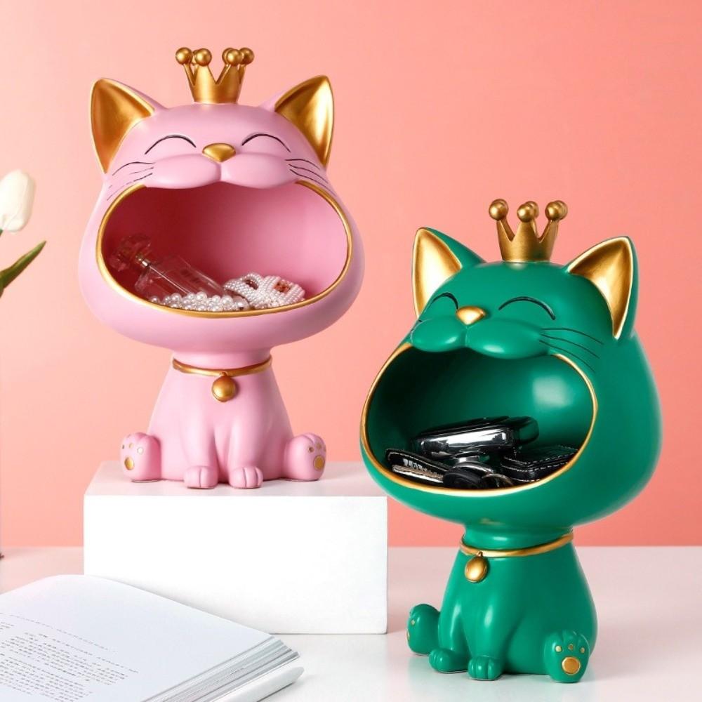 Key Storage Resin Fortune Cat Statue Resin Desktop Ornament Birthday Gift