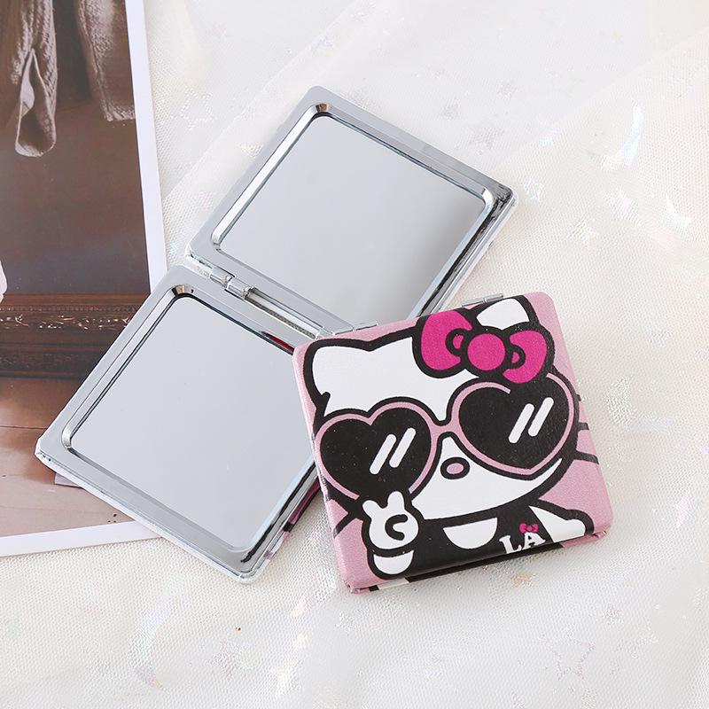 Портативное складное зеркало для макияжа Sanrio - Милый мультяшный ручной аксессуар для подкрашивания