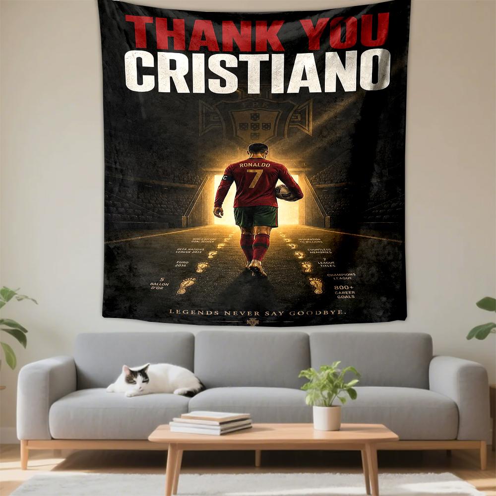 Thank You Cristiano Ronaldo Portugal 7 Farewell Football Bohemian Tapestry for Fans Home Decor