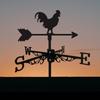 Black Rooster Weathervane, Wind Direction Indicator, Metal Weather Vane Ornament for Lawn