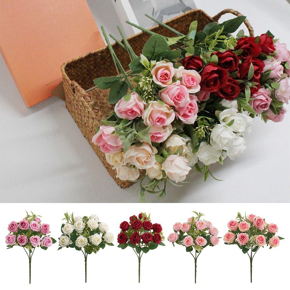 Multicolor Rose Artifcial Flower 10 Heads Floral Arragement Faux Flower Rose Party Supplies
