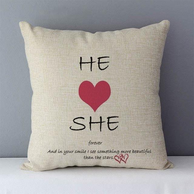 Popular Phrase Words Letters Printed Couch Cushion Home Decorative Pillows 45X45Cm Cotton Linen Square Cushions \"Love You More\