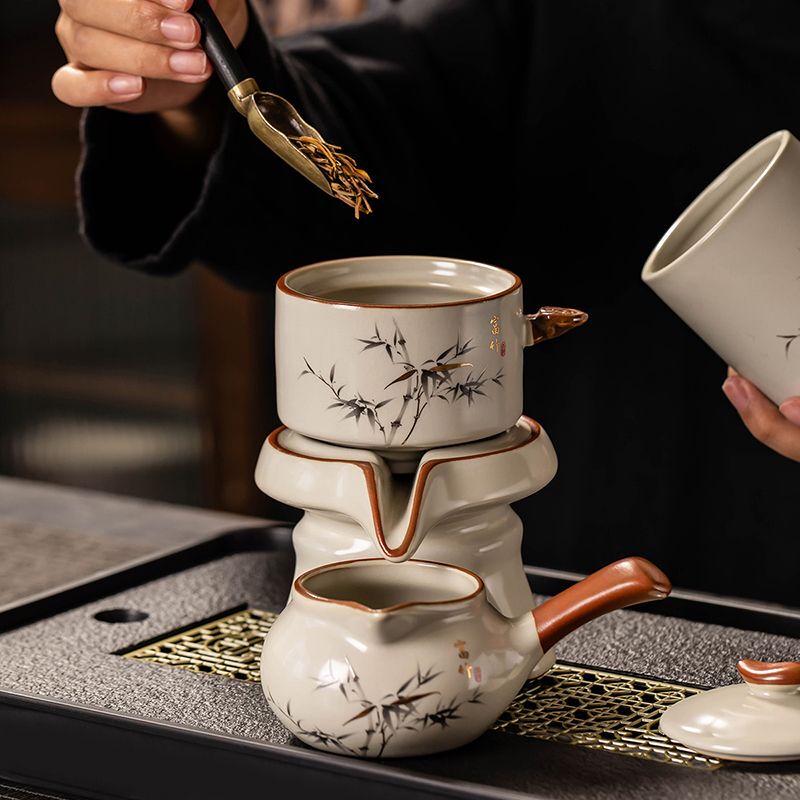 Автоматический керамический набор для кунг-фу чая Zhi Shi Ru Kiln Rich Bamboo