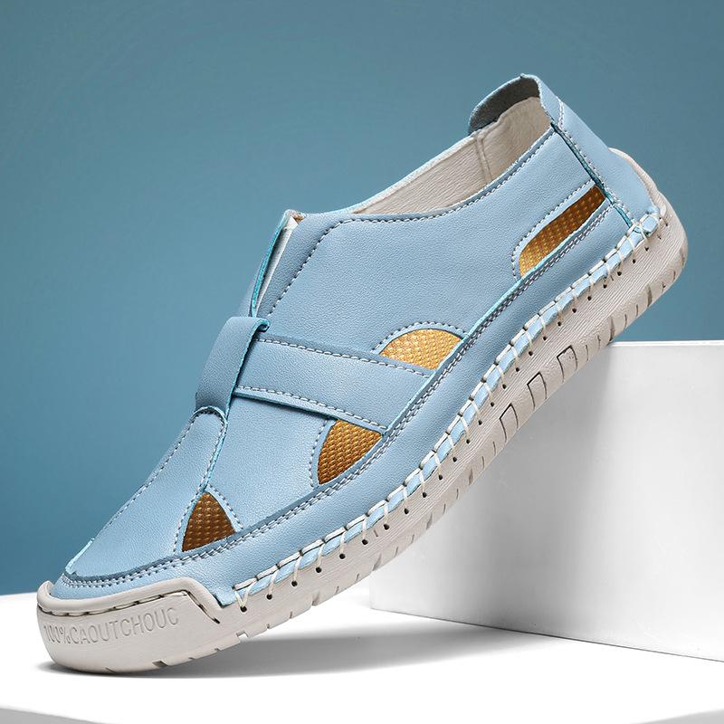 Летние сандалии с отверстиями 2025 года, ручной работы, с закрытой стопой, мужская повседневная дышащая пляжная обувь для пар, женская обувь больших размеров