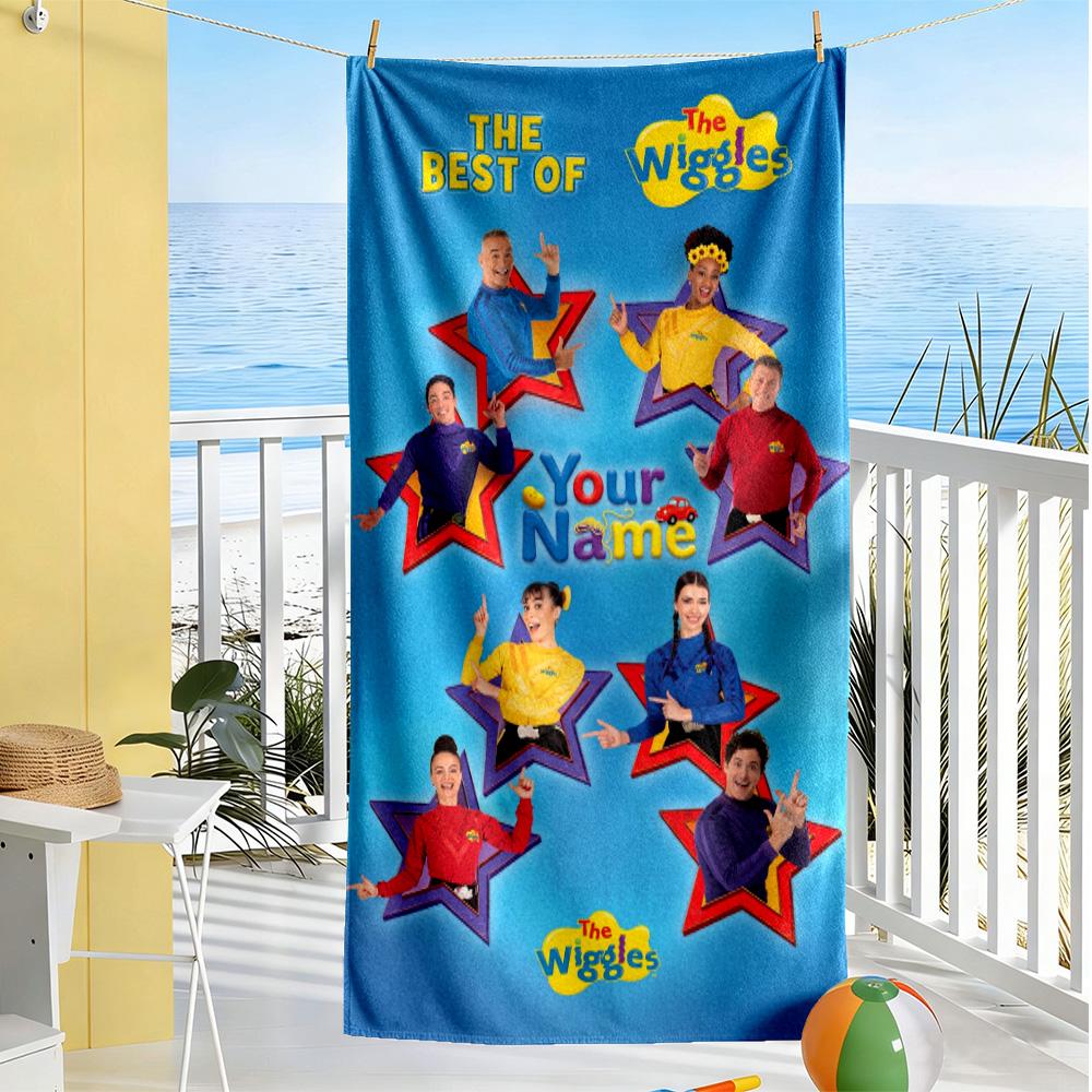 Wiggles Personalized Name Beach Towel Super Soft Microfiber Quickdry Fabric Suitable for Sports Travel Swimming Yoga Bathroom Beach And Pool